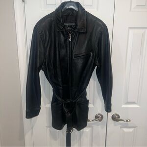 Women's Tannery West Black Leather Mid Length Jacket